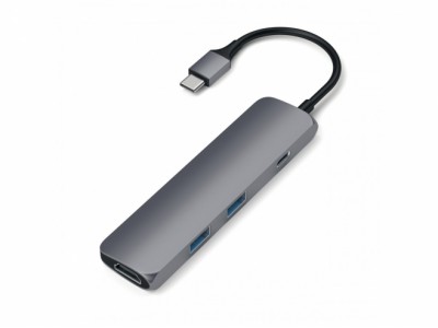 Док-станция Satechi Slim Aluminum Type-C Multi-Port Adapter with Type-C Charging Port Grey (ST-CMAM)