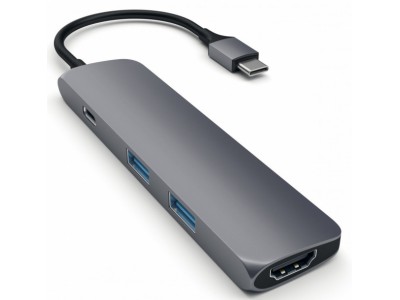 Док-станция Satechi Slim Aluminum Type-C Multi-Port Adapter with Type-C Charging Port Grey (ST-CMAM)