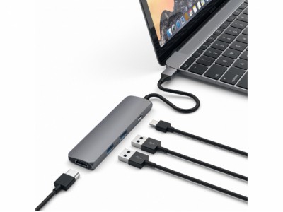 Док-станция Satechi Slim Aluminum Type-C Multi-Port Adapter with Type-C Charging Port Grey (ST-CMAM)