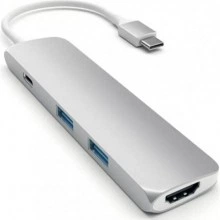 Док-станция Satechi Slim Aluminum Type-C Multi-Port Adapter with Type-C Charging Port Silver (ST-CMAS)