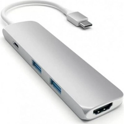 Док-станция Satechi Slim Aluminum Type-C Multi-Port Adapter with Type-C Charging Port Silver (ST-CMAS)