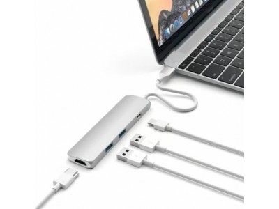 Док-станция Satechi Slim Aluminum Type-C Multi-Port Adapter with Type-C Charging Port Silver (ST-CMAS) Док-станция Satechi Slim Aluminum Type-C Multi-Port Adapter with Type-C Charging Port Silver (ST-CMAS)