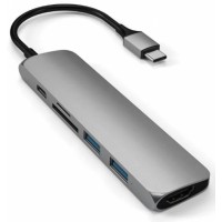 Док-станция Satechi Type-C Slim Multiport Adapter V2 Space Gray (ST-SCMA2M)