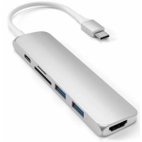 Док-станция Satechi Type-C Slim Multiport Adapter V2 Silver (ST-SCMA2S)