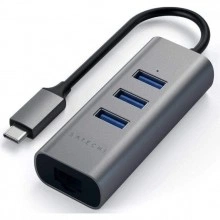 Адаптер Satechi Type-C 2-in-1 USB 3.0 Aluminum 3 Port Hub and Ethernet Port Grey (ST-TC2N1USB31AM)