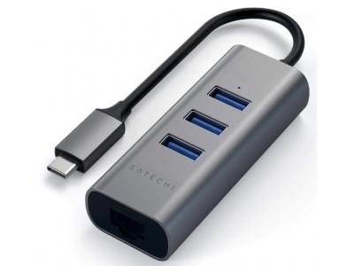 Адаптер Satechi Type-C 2-in-1 USB 3.0 Aluminum 3 Port Hub and Ethernet Port Grey (ST-TC2N1USB31AM)