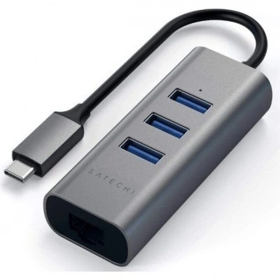 Адаптер Satechi Type-C 2-in-1 USB 3.0 Aluminum 3 Port Hub and Ethernet Port Grey (ST-TC2N1USB31AM)