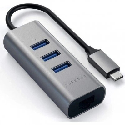Адаптер Satechi Type-C 2-in-1 USB 3.0 Aluminum 3 Port Hub and Ethernet Port Grey (ST-TC2N1USB31AM) Адаптер Satechi Type-C 2-in-1 USB 3.0 Aluminum 3 Port Hub and Ethernet Port Grey (ST-TC2N1USB31AM)