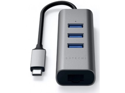 Адаптер Satechi Type-C 2-in-1 USB 3.0 Aluminum 3 Port Hub and Ethernet Port Grey (ST-TC2N1USB31AM)