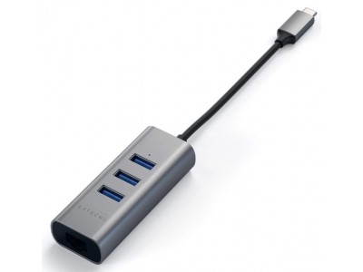 Адаптер Satechi Type-C 2-in-1 USB 3.0 Aluminum 3 Port Hub and Ethernet Port Grey (ST-TC2N1USB31AM)