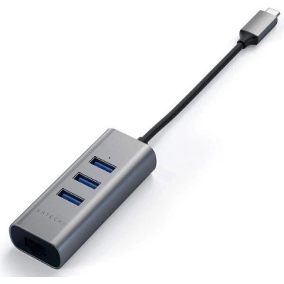 Адаптер Satechi Type-C 2-in-1 USB 3.0 Aluminum 3 Port Hub and Ethernet Port Grey (ST-TC2N1USB31AM) Адаптер Satechi Type-C 2-in-1 USB 3.0 Aluminum 3 Port Hub and Ethernet Port Grey (ST-TC2N1USB31AM)