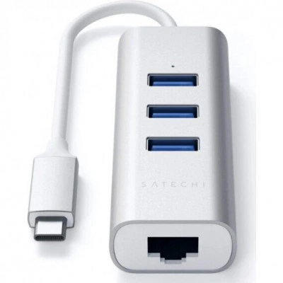 Адаптер Satechi Type-C 2-in-1 USB 3.0 Aluminum 3 Port Hub and Ethernet Port Silver (ST-TC2N1USB31AS) Адаптер Satechi Type-C 2-in-1 USB 3.0 Aluminum 3 Port Hub and Ethernet Port Silver (ST-TC2N1USB31AS)