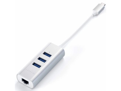 Адаптер Satechi Type-C 2-in-1 USB 3.0 Aluminum 3 Port Hub and Ethernet Port Silver (ST-TC2N1USB31AS)