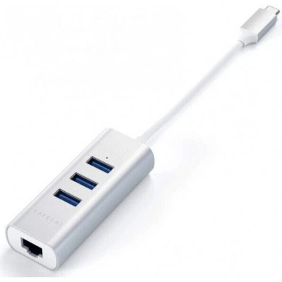 Адаптер Satechi Type-C 2-in-1 USB 3.0 Aluminum 3 Port Hub and Ethernet Port Silver (ST-TC2N1USB31AS) Адаптер Satechi Type-C 2-in-1 USB 3.0 Aluminum 3 Port Hub and Ethernet Port Silver (ST-TC2N1USB31AS)
