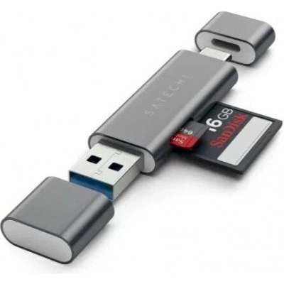 Адаптер Satechi Aluminum Type-C USB 3.0 and Micro/SD Card Reader Grey (ST-TCCRAM) Адаптер Satechi Aluminum Type-C USB 3.0 and Micro/SD Card Reader Grey (ST-TCCRAM)