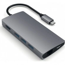 Док-станция Satechi Type-C Multi-Port Adapter 4K with Ethernet V2 Grey (ST-TCMA2M)