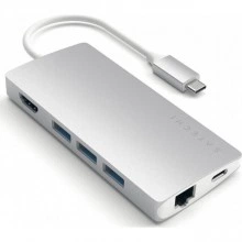 Док-станция Satechi Type-C Multi-Port Adapter 4K with Ethernet V2 Silver (ST-TCMA2S)
