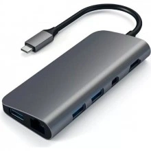 Док-станция Satechi Aluminum Type-C Multimedia Adapter Grey (ST-TCMM8PAM)