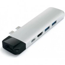 Док-станция Satechi Aluminum Type-C Pro Hub Adapter with Ethernet & 4K HDMI Silver (ST-TCPHES)