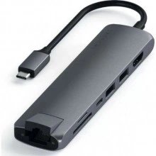 Док-станция Satechi Type-C Slim Multiport with Ethernet Adapter Grey (ST-UCSMA3M)