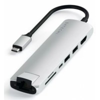 Док-станция Satechi Type-C Slim Multiport with Ethernet Adapter Silver (ST-UCSMA3S)