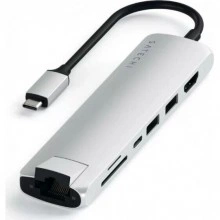 Док-станция Satechi Type-C Slim Multiport with Ethernet Adapter Silver (ST-UCSMA3S)