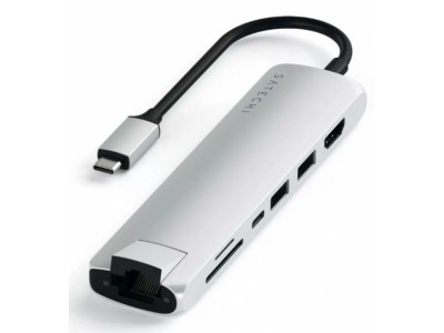 Док-станция Satechi Type-C Slim Multiport with Ethernet Adapter Silver (ST-UCSMA3S)