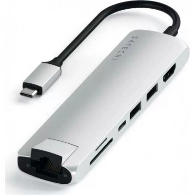 Док-станция Satechi Type-C Slim Multiport with Ethernet Adapter Silver (ST-UCSMA3S)