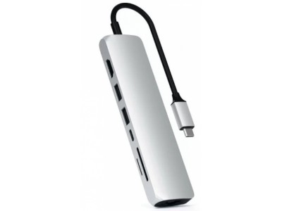 Док-станция Satechi Type-C Slim Multiport with Ethernet Adapter Silver (ST-UCSMA3S)