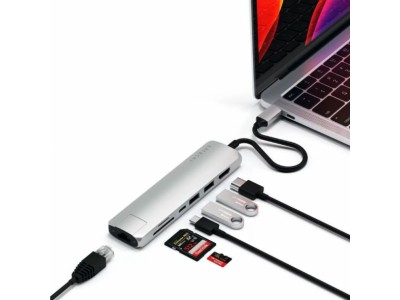 Док-станция Satechi Type-C Slim Multiport with Ethernet Adapter Silver (ST-UCSMA3S)