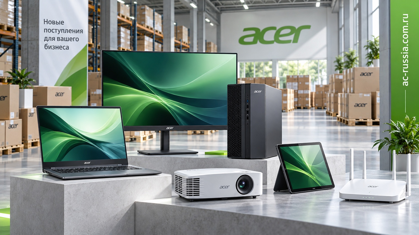 Новое поступление оборудования Acer для бизнеса: ноутбуки, мониторы, компьютеры, планшеты и проекторы